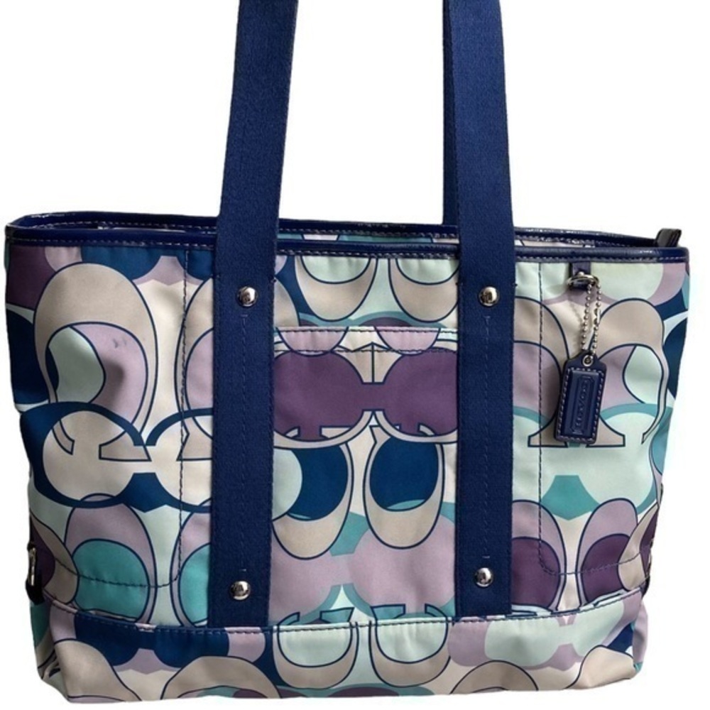 Coach blue purple optic c tote bag